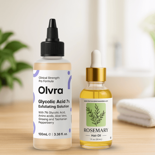 Natural Glow & Growth Bundle: Glycolic Acid Toner + Rosemary Hair Oil - Harmony Hair Essentials ®